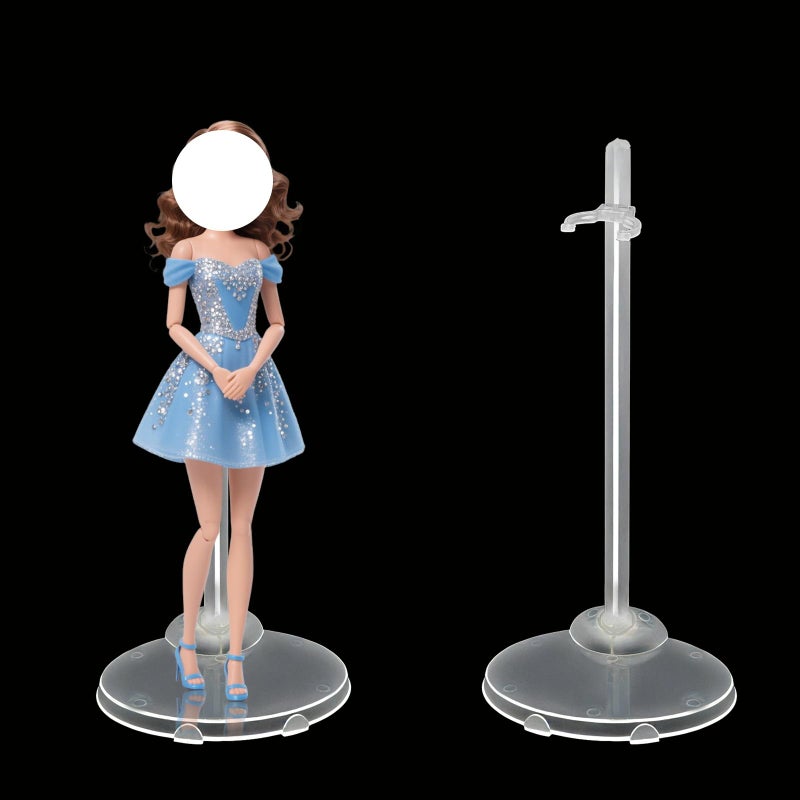 Zilphoba 12-Pack Adjustable Doll Stands for 8-12 Inch Dolls, Clear Plastic, Hobby Figure Display Stands - Image 4