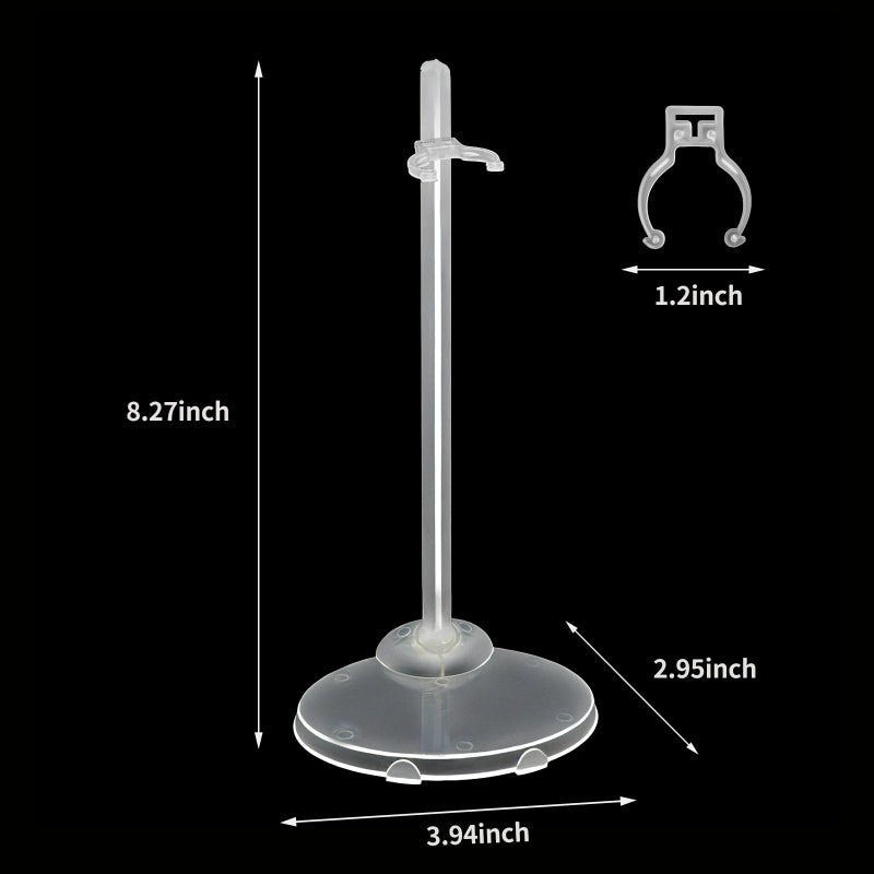 Zilphoba 12-Pack Adjustable Doll Stands for 8-12 Inch Dolls, Clear Plastic, Hobby Figure Display Stands - Image 2