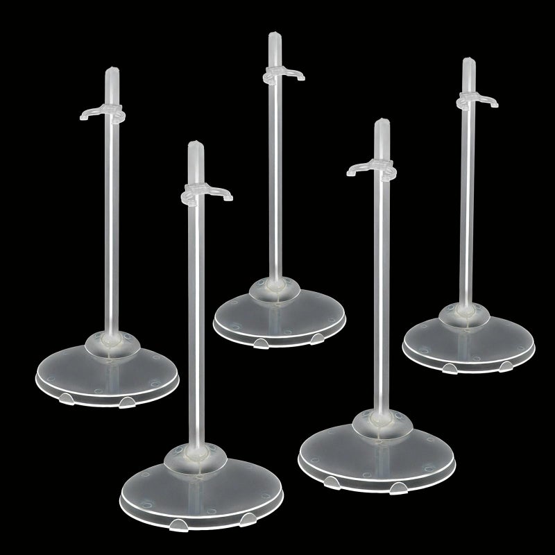 Zilphoba 12-Pack Adjustable Doll Stands for 8-12 Inch Dolls, Clear Plastic, Hobby Figure Display Stands - Image 1