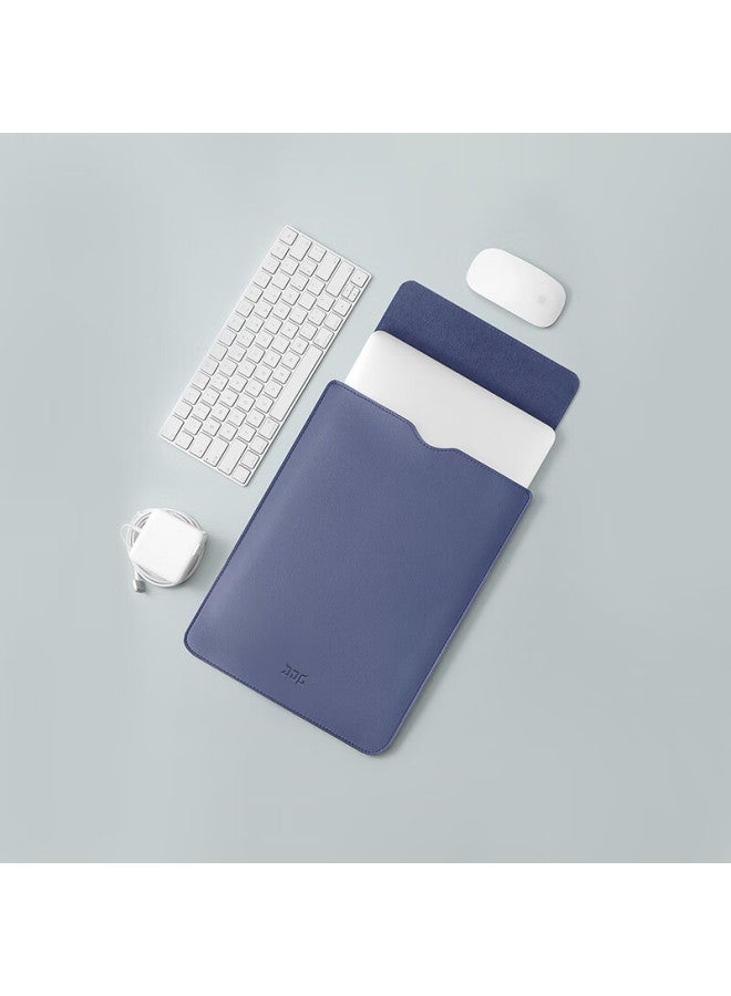 Jplayer Laptop Sleeve Case For Lenovo Xiaomi Huawei Apple Macbook 12-14 Inch Simple And Lightweight Leather Computer Protective Bag Gray Blue - Image 2