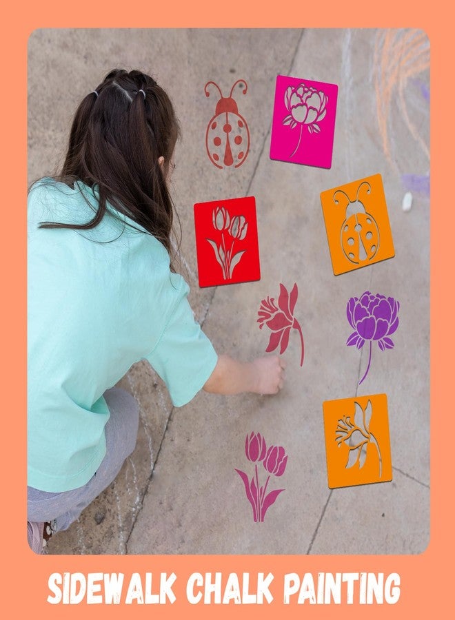 TMTECHJS 24 Pcs Stencils for Kids Spring Themed Sidewalk Chalk Stencils Outdoor Stencil for Painting Kids Style Cute Template 6 Inches - Image 4
