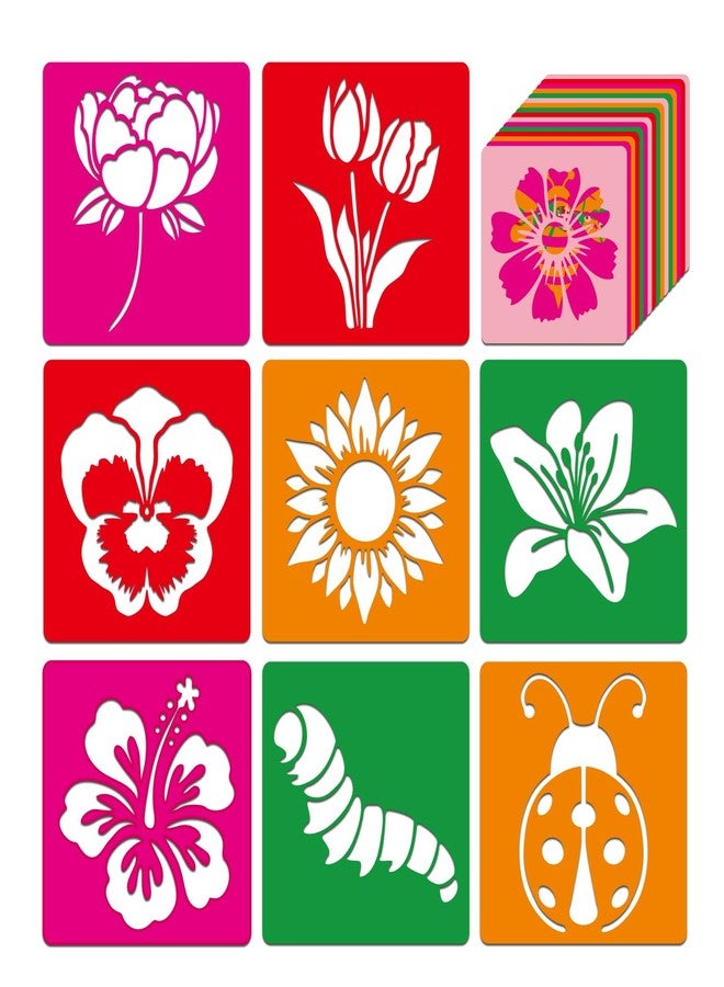 TMTECHJS 24 Pcs Stencils for Kids Spring Themed Sidewalk Chalk Stencils Outdoor Stencil for Painting Kids Style Cute Template 6 Inches - Image 1