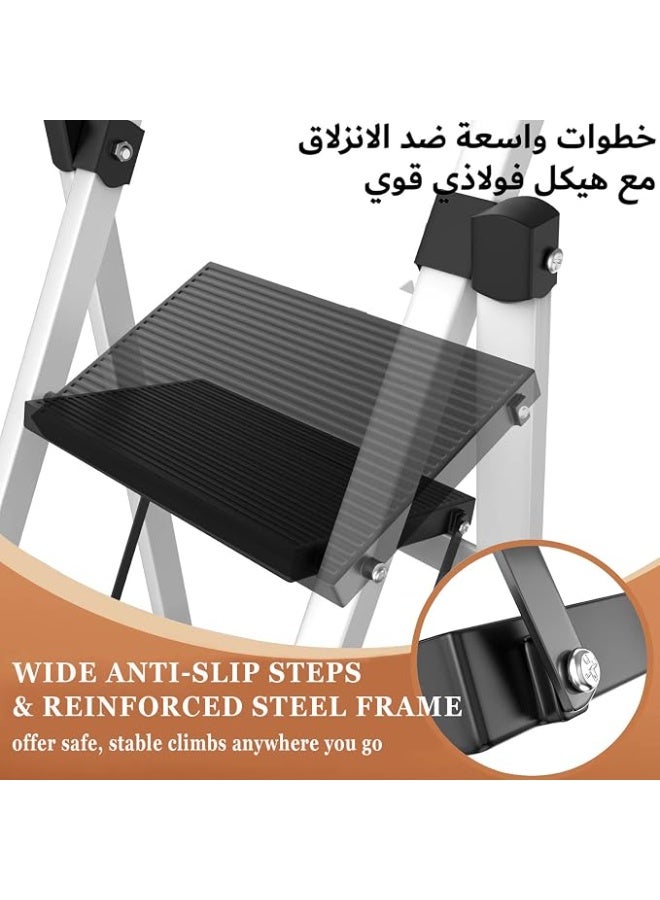 Foldable 6-Step Ladder, Folding Step Stool with Wide Anti-Slip Pedal, 160KG Capacity, Sturdy Steel Ladder, Lightweight, Space-Saving, Safe & Stable Portable Step Stool for Indoor/Outdoor Use - Image 4