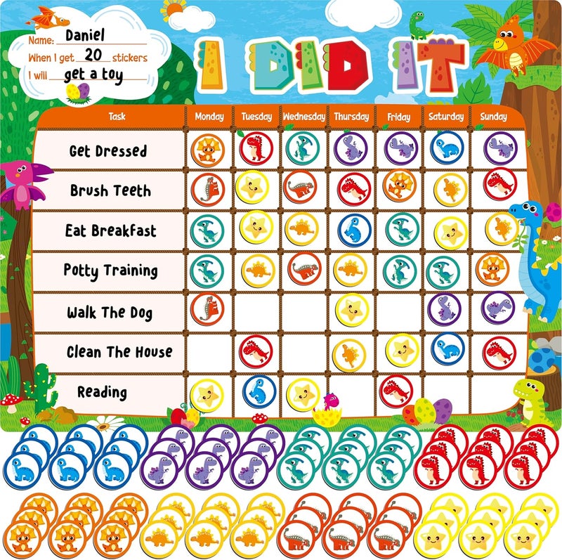 SpriteGru Dinosaur Theme Magnetic Reward Chart - Image 1