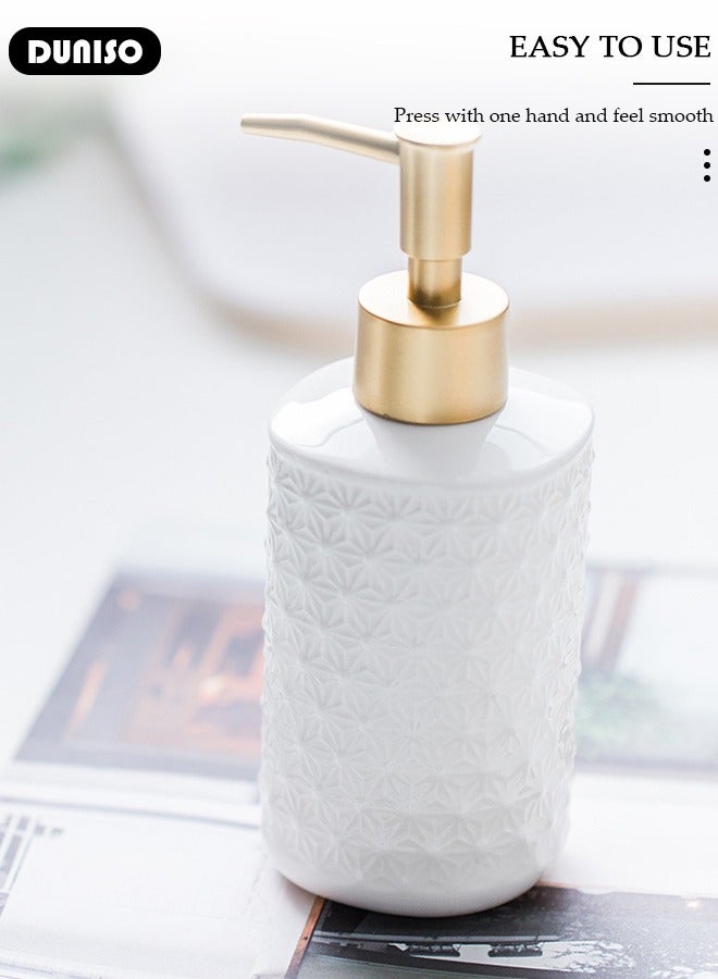 DUNISO Bathroom Accessories Set, 5 Pcs Ceramic Bathroom Decor Accessories, Includes Soap Dispenser, Toothbrush Holder, Toothbrush Cup, Soap Dish, Home Apartment Modern Bathroom Decor Vanity Countertop, Countertop Organizer for Housewarming Gift  - Image 5