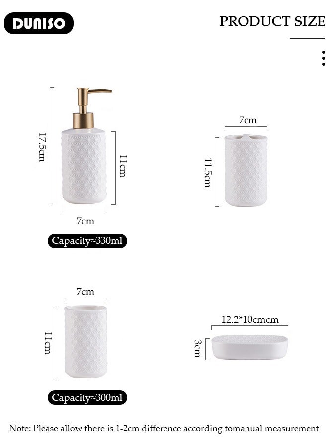 DUNISO Bathroom Accessories Set, 5 Pcs Ceramic Bathroom Decor Accessories, Includes Soap Dispenser, Toothbrush Holder, Toothbrush Cup, Soap Dish, Home Apartment Modern Bathroom Decor Vanity Countertop, Countertop Organizer for Housewarming Gift  - Image 2