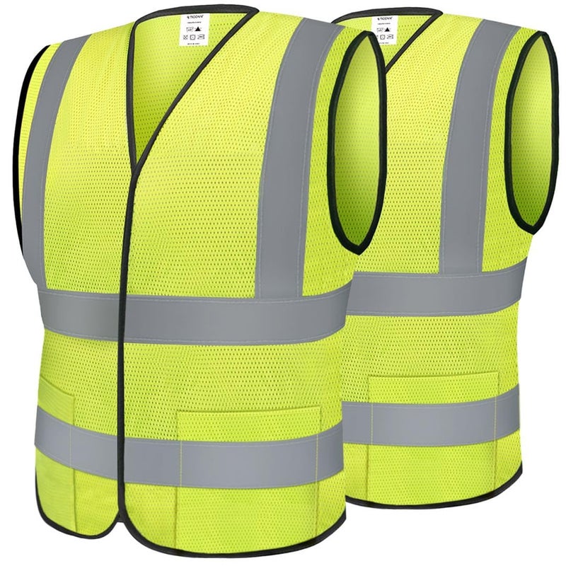TICONN Reflective Safety Vest High Visibility Vest with Reflective Strips for Men Women Meets ANSI II YellowS 2PK - Image 2