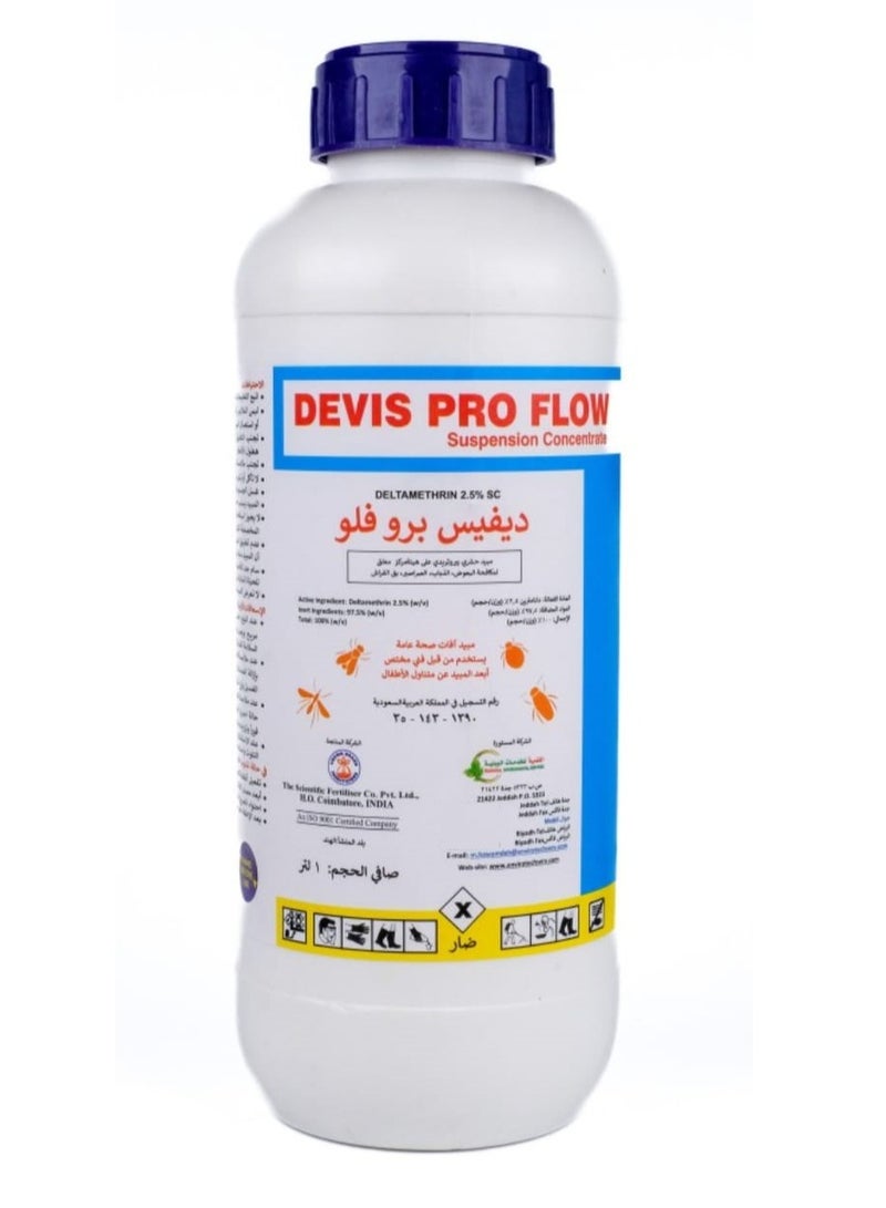 Generic Devis Pro Flow Insecticide Liquid to Combat Cockroaches Flies Mosquitoes and Bed Bugs 1 Liter 