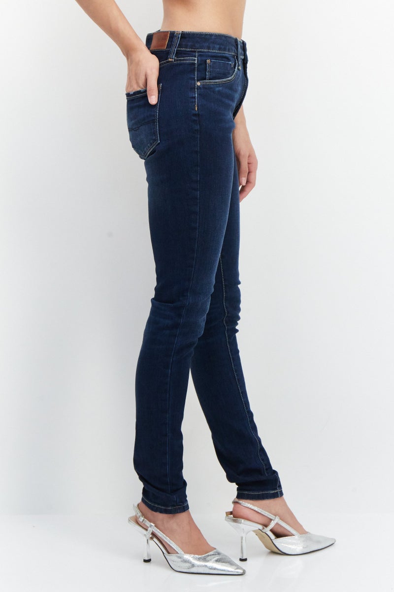 Pepe Jeans Women Skinny Fit Wash Stretchable Denim, Navy Blue - Image 4