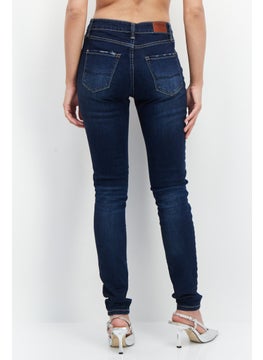 Pepe Jeans Women Skinny Fit Wash Stretchable Denim, Navy Blue  - Image 3