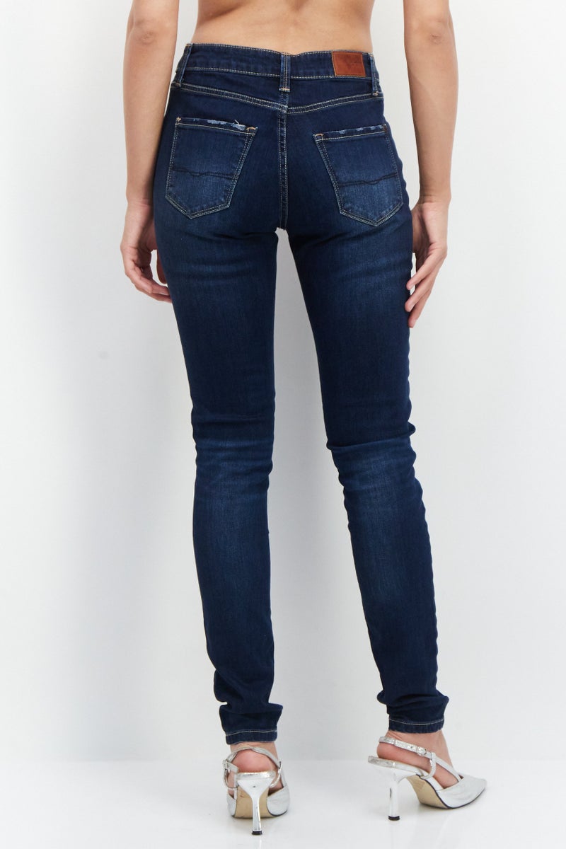 Pepe Jeans Women Skinny Fit Wash Stretchable Denim, Navy Blue - Image 3