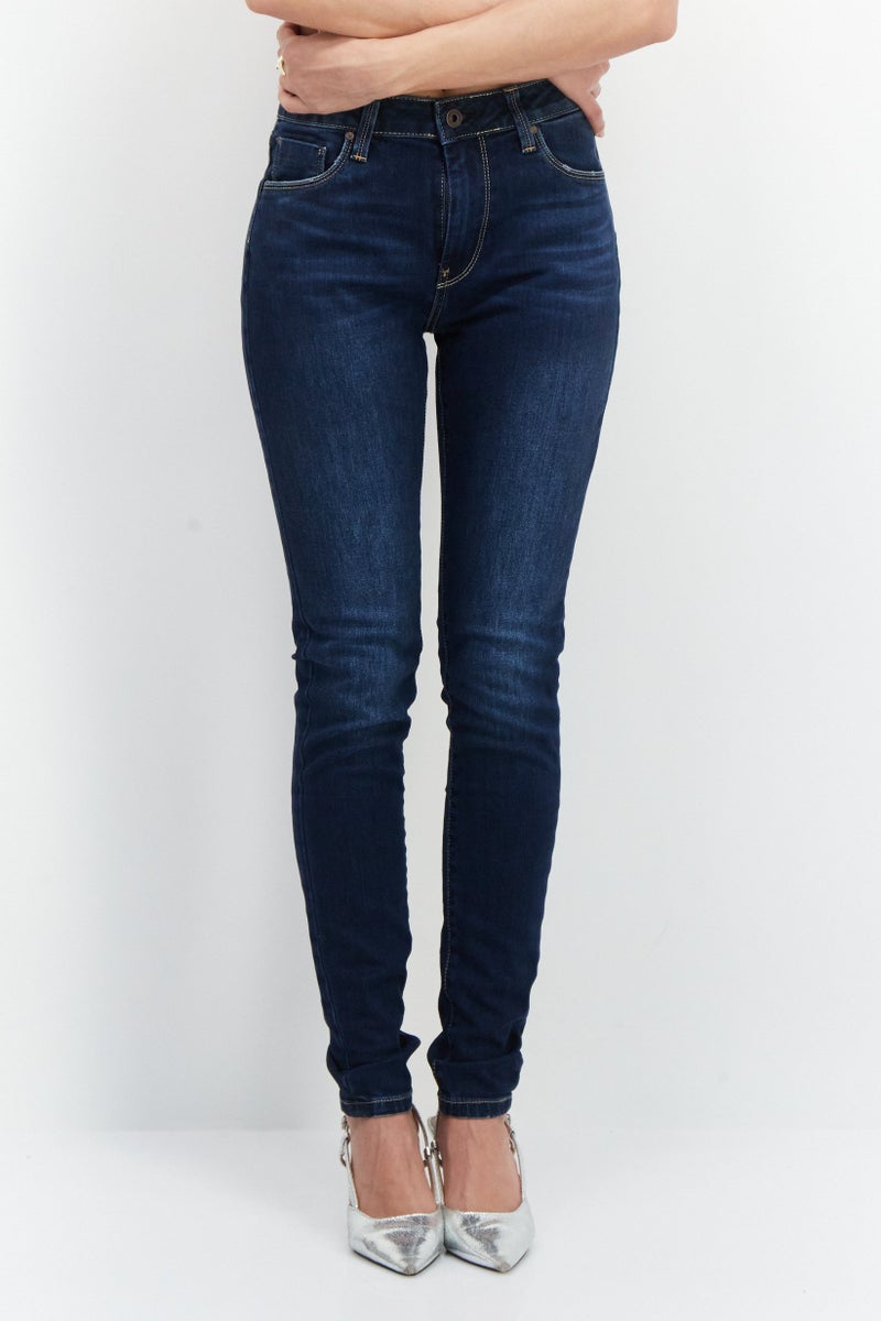 Pepe Jeans Women Skinny Fit Wash Stretchable Denim, Navy Blue - Image 1