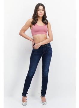 Pepe Jeans Women Skinny Fit Wash Stretchable Denim, Navy Blue  - Image 2