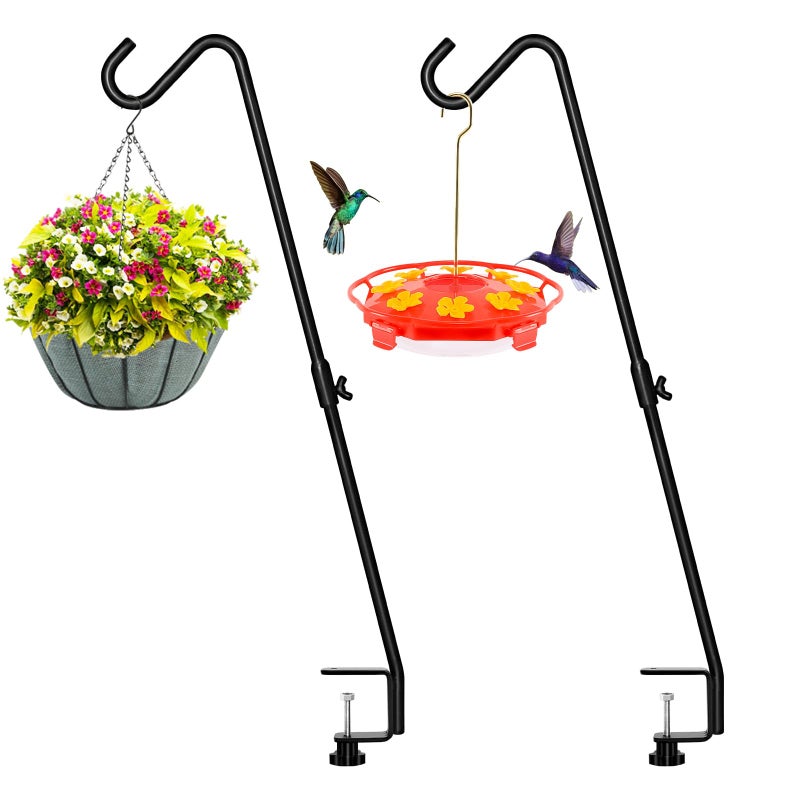 FEED GARDEN 2 Pack 29 Inch Adjustable Deck HookSolid Steel Deck Hangers for Bird FeedersLanterns Flower Basket and Suet Baskets with ClampBlack