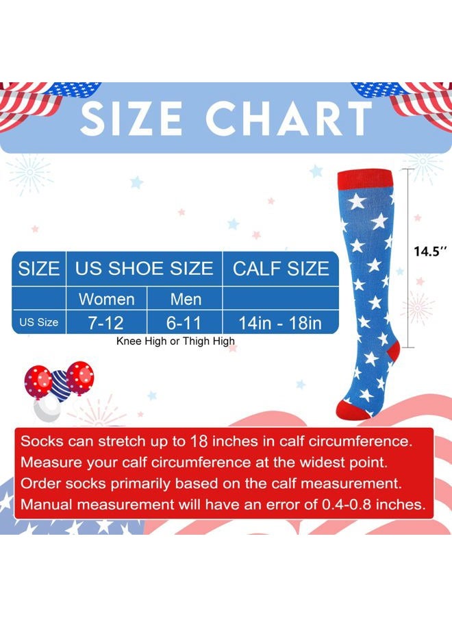 Junely Compression Socks for Women Knee High Festival Socks for Running Work Support Nurses Pregnancy Travel, Blue Star, 9 inches to 16 inches - Image 5
