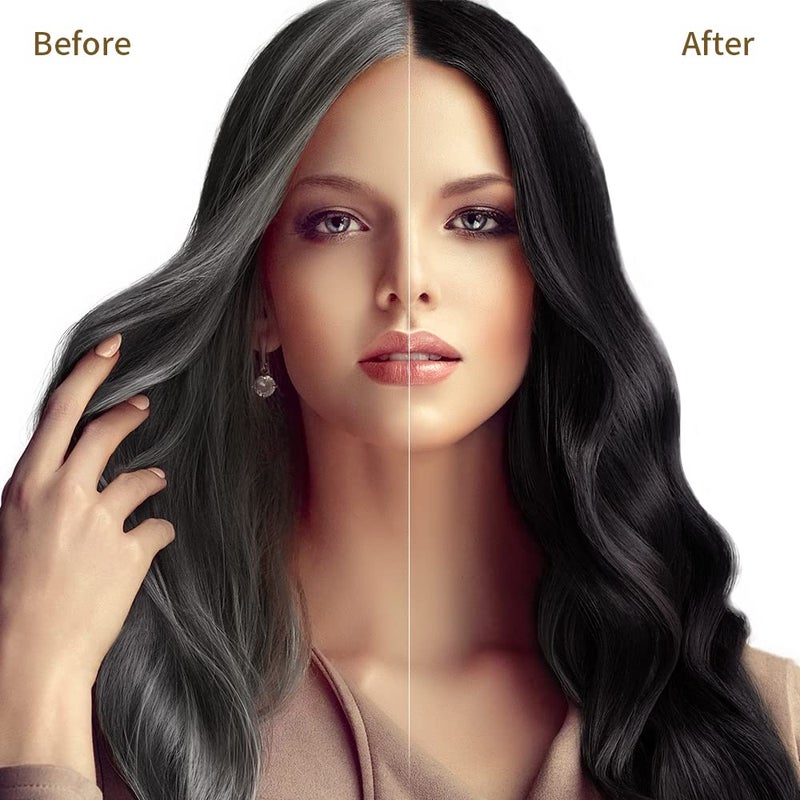 COSMTEK Black Hair Dye Shampoo for Gray Hair, Semi-Permanent Hair Color Shampoo for Women and Men, Herbal and No Ammonia, 3 in 1-100% Grey Coverage(16.9 Fl oz) - Image 2