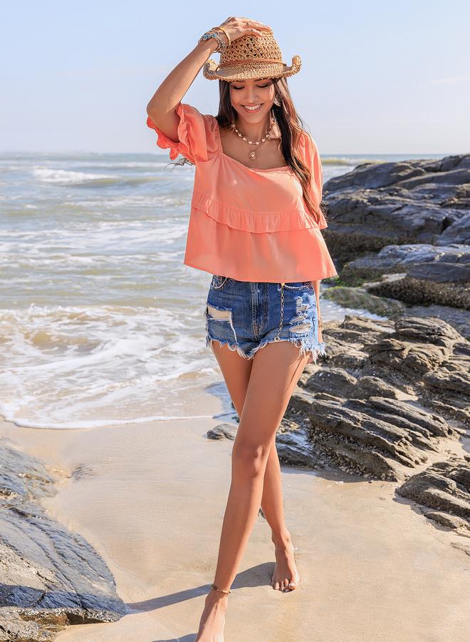 تايك تو بلوزة مربعة بياقة مكشكشة قطعتين - Image 5