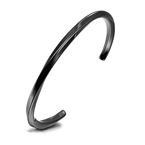 VNOX Cuff Bracelet for Men Women - Twist Mobius Endless Love Bracelet Stainless Steel Bangle Bracelet, Jewelry Gift for Christmas, Birthday, Love, Friendship, Plated Black - Image 1