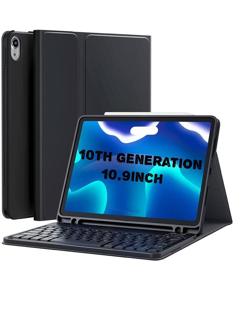 جينيكست حافظة لوحة مفاتيح iPad لجهاز iPad الجيل 10، لوحة مفاتيح بلوتوث لاسلكية قابلة للفصل، غطاء فوليو ذكي مع حامل قلم رصاص، مناسب لجهاز iPad الجيل العاشر 10.9 بوصة - 2022  - Image 1