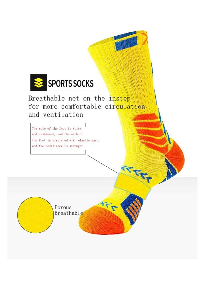 SYOSI Basketball Socks for Men Running Training Boys Compression Cotton Sock Men's Athletic Crew Socks Performance Thick Cushioned Sport Lightweight and Breathable 5 Pairs  - Image 4
