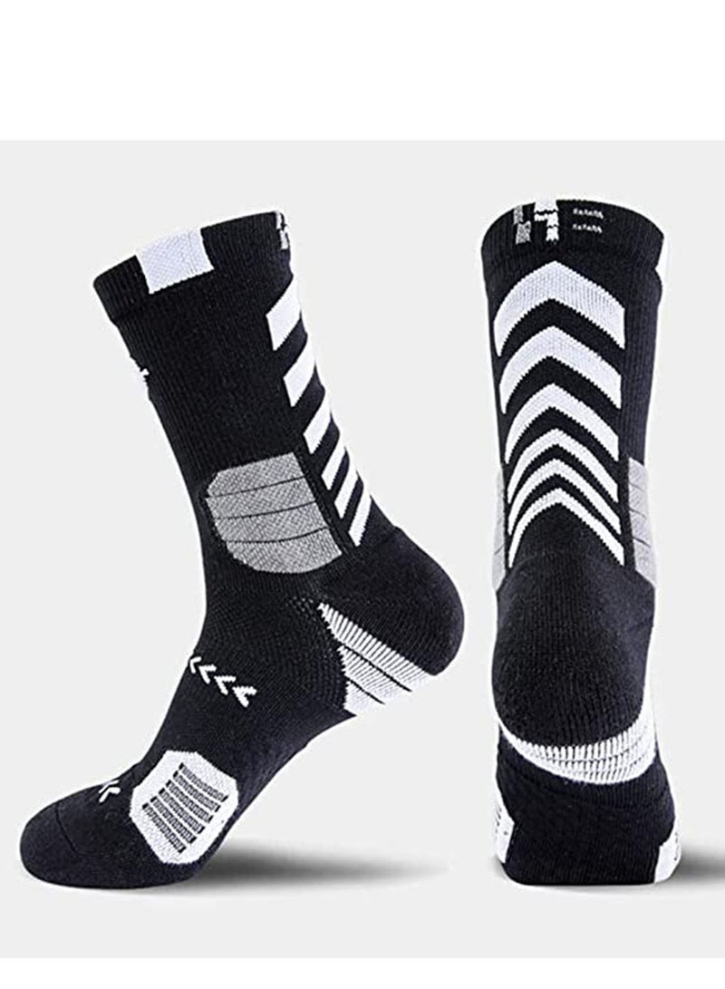SYOSI Basketball Socks for Men Running Training Boys Compression Cotton Sock Men's Athletic Crew Socks Performance Thick Cushioned Sport Lightweight and Breathable 5 Pairs  - Image 2