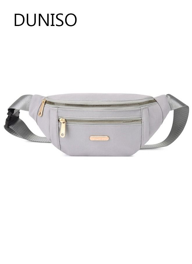 DUNISO Waterproof Waist Pack for Women Waist Bag with Adjustable Strap for Sports Festival Traveling Running Grey  - Image 1