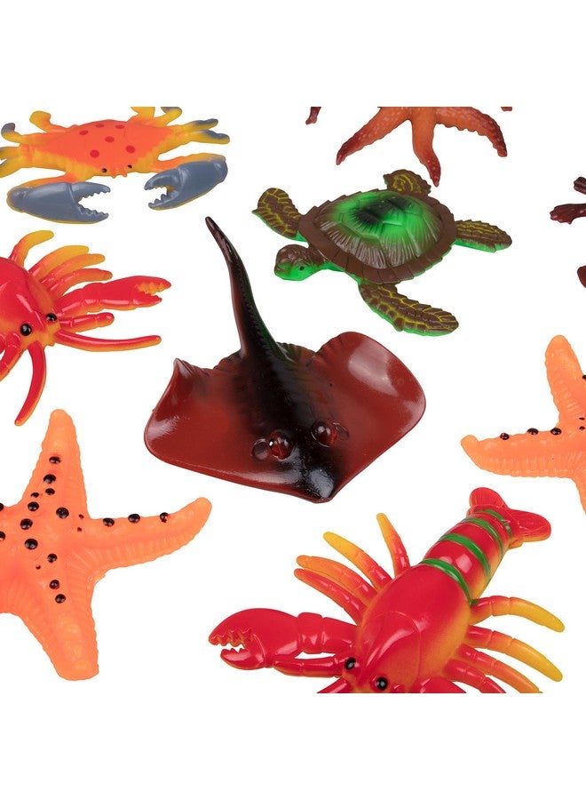 SCS Direct مجموعة ألعاب شخصيات الحيوانات البحرية - دلو 30 قطعة من الحيوانات البحرية الكبيرة تشمل السلاحف، والسرطانات، ونجوم البحر، والأسماك، والقرش، وخيول البحر، والدلافين والمزيد - ألعاب رائعة للحمام، والشاطئ، وصندوق الرمل - Image 4