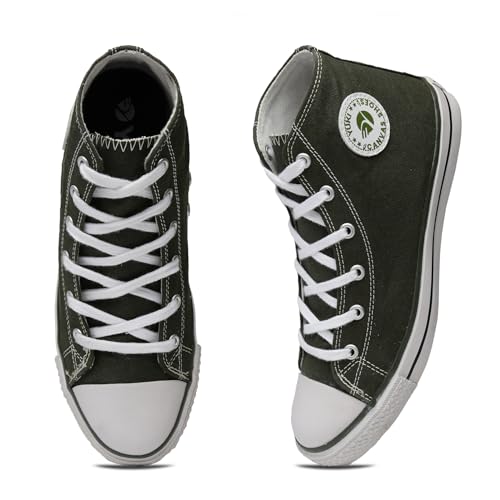 YUKI Unisex Canvas Comfortable & Lightweight Sneaker for Men's and Women's | High Top Canvas Sneakers Green - Image 4
