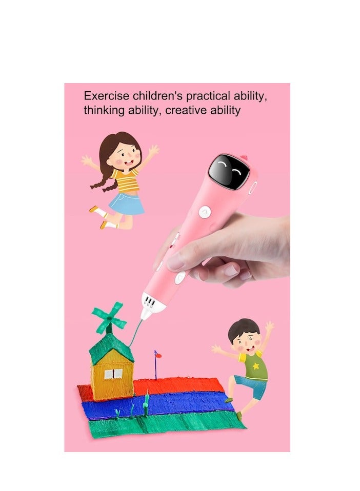 XiuWoo 3D Printing Pen Set, 1.75 mm PCL Filament, 20 colors, scissors, Smart Voice Prompts, Low Temperature, dredging needle, pen holder, USB Included, sketchbook, Pink - Image 4