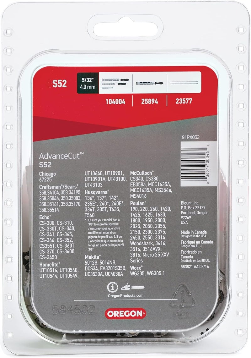 Oregon S52 AdvanceCut Chainsaw Chain for 14-Inch Bar - 52 Drive Links – Low-Kickback Chain fits Dolmar, Ryobi, Echo and More, Grey - Image 2