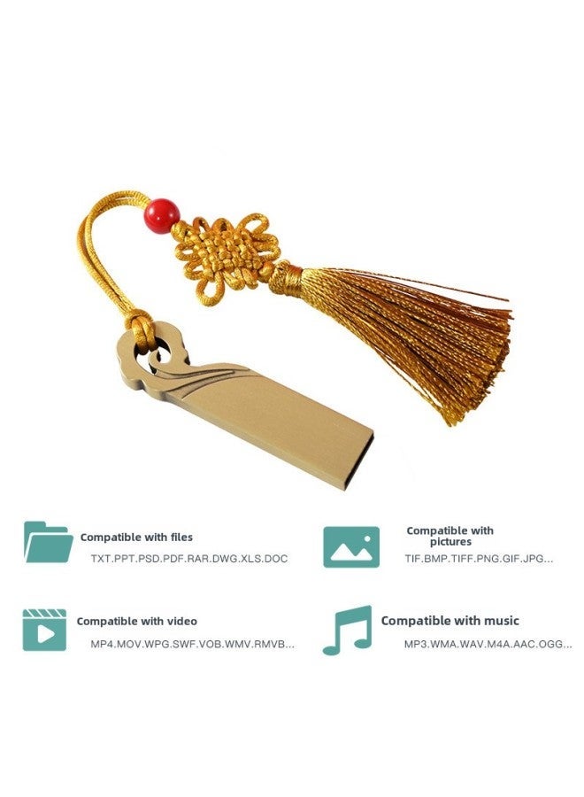 Chinese Style U Disk Retro Window Flower Ruyi Copper Metal USB Creative Gifts 128G Large Capacity Can Be Customized-Color:Blessings Have Arrived-Capacity:32GB - Image 4