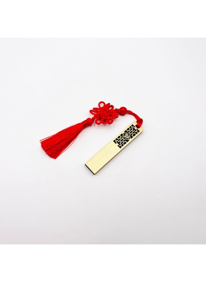 Chinese Style U Disk Retro Window Flower Ruyi Copper Metal USB Creative Gifts 128G Large Capacity Can Be Customized-Color:Blessings Have Arrived-Capacity:32GB - Image 1