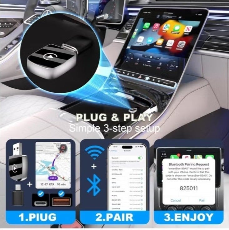 ACLIX Wireless Apple CarPlay Adapter – Mini Plug & Play CarPlay Converter for Wired to Wireless Connection, Compact Auto USB Adapter - Image 2