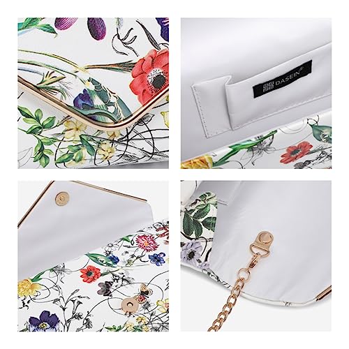 Dasein Women's Evening Clutch Bags Formal Party Clutches Wedding Purses Cocktail Prom Clutches (White Floral) - Image 5