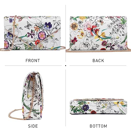 Dasein Women's Evening Clutch Bags Formal Party Clutches Wedding Purses Cocktail Prom Clutches (White Floral) - Image 4