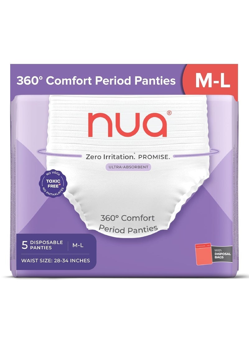 نوا بين عشية وضحاها سراويل الدورة الشهرية المتاح | عبوة من 5 | (م - يسار) | امتصاص التدفق الثقيل | حماية مانعة للتسرب | سرية وآمنة | تنفس | لا طفح جلدي | لا إزعاج - Image 1
