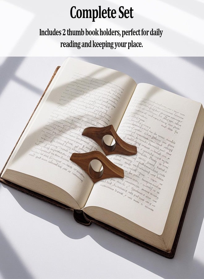 Bolsdoic Thumb Book Page Holder, 2pcs Handmade Natural Walnut Thumb Bookmark, Book Opener Holder, Wood Page Clips, Smooth Finish Wood Reading Accessory, Perfect for Readers, Book Lovers, Bookworm (Walnut wood) - Image 4