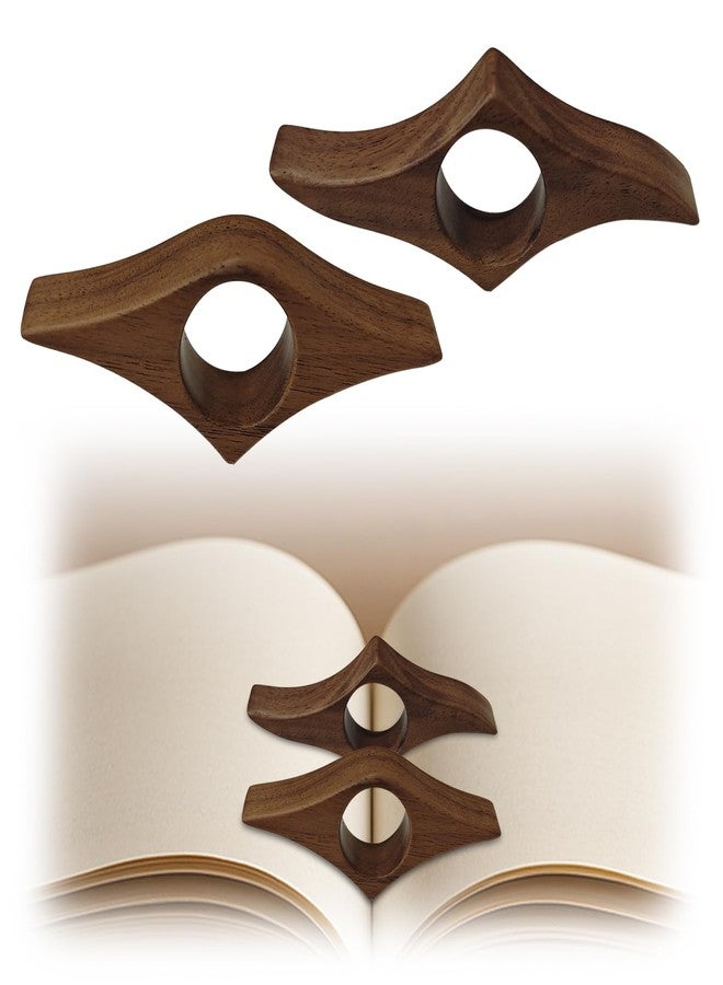Bolsdoic Thumb Book Page Holder, 2pcs Handmade Natural Walnut Thumb Bookmark, Book Opener Holder, Wood Page Clips, Smooth Finish Wood Reading Accessory, Perfect for Readers, Book Lovers, Bookworm (Walnut wood) - Image 1