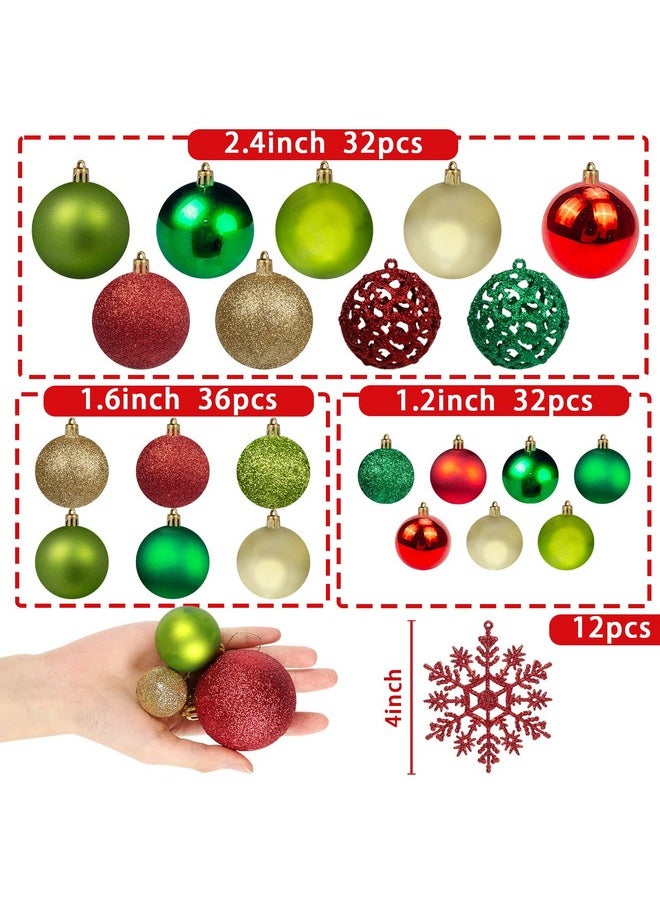 DomeStar DomeStar Christmas Tree Ornament Set, 112PCS Shatterproof Red Green and Gold Christmas Ball Assorted Christmas Baubles Glitter Hanging Decorations for Xmas Tree Christmas Party  - Image 2