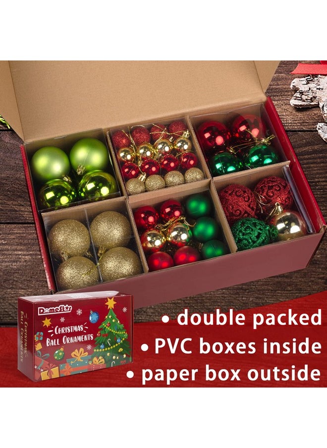DomeStar DomeStar Christmas Tree Ornament Set, 112PCS Shatterproof Red Green and Gold Christmas Ball Assorted Christmas Baubles Glitter Hanging Decorations for Xmas Tree Christmas Party  - Image 4