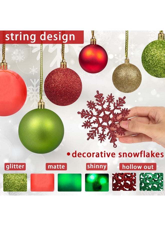 DomeStar DomeStar Christmas Tree Ornament Set, 112PCS Shatterproof Red Green and Gold Christmas Ball Assorted Christmas Baubles Glitter Hanging Decorations for Xmas Tree Christmas Party  - Image 3