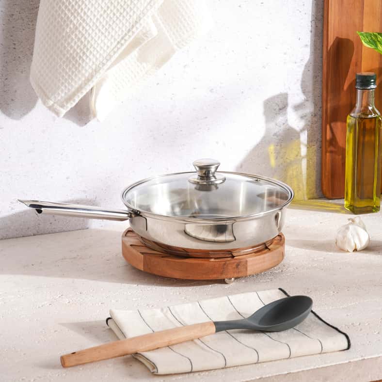 Pan Home Essentials Fry Pan With Lid Dia24cm -Chrome - Image 5