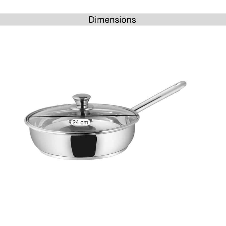 Pan Home Essentials Fry Pan With Lid Dia24cm -Chrome - Image 4