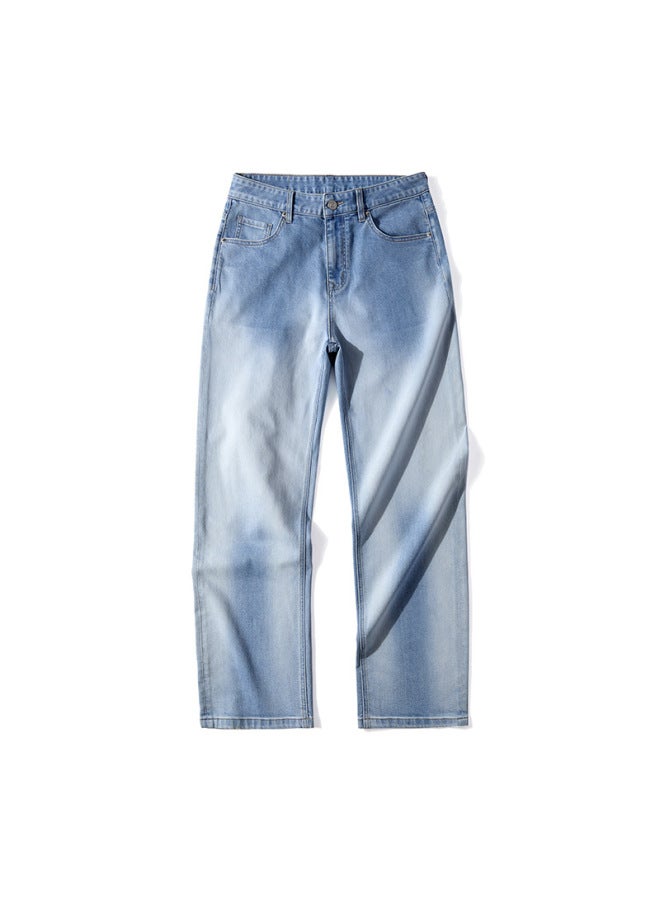 Men's Wear American-style Thin Lyocell Jeans Men's Casual Loose Drapey Tencel Straight Pants