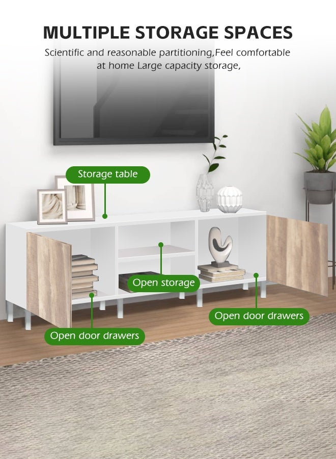 مساحة عمار خزانة تلفزيون، طاولة حامل تلفزيون، غرفة معيشة، رفوف تخزين، مركز ترفيهي، وطاولة وحدة تحكم تلفزيون صناعية، وسائط صناعية - 120*30*51 سم - Image 5