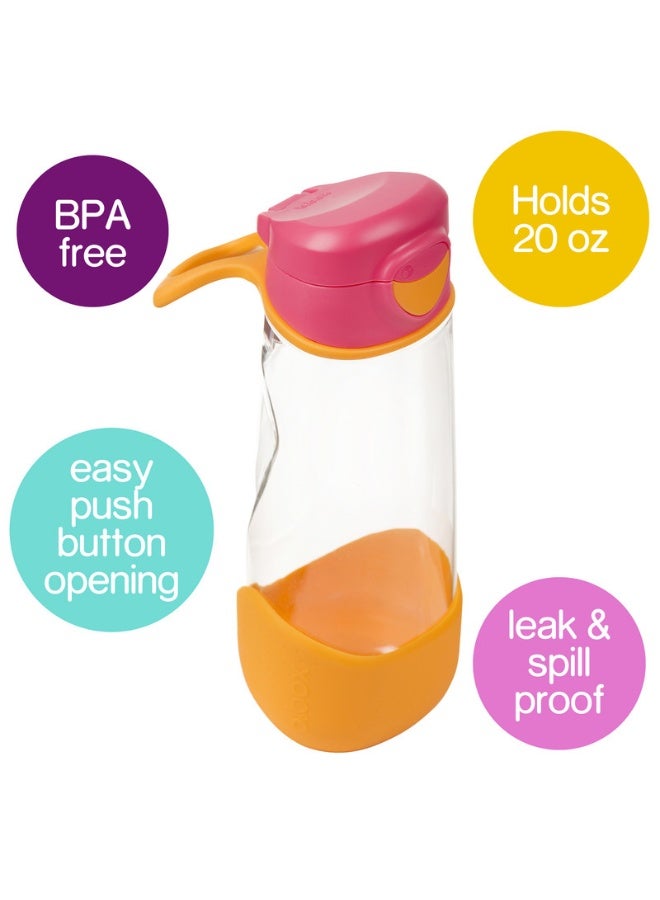 B.Box Sport Spout Drink Bottle for Kids | Easy-Flow Silicone Spout | Leakproof Push Button Lid | Ergonomic Triangle Grip | BPA-Free Tritan™ Water Bottle | 15.2 fl oz | 600ml-Strawberry Shake - Image 2