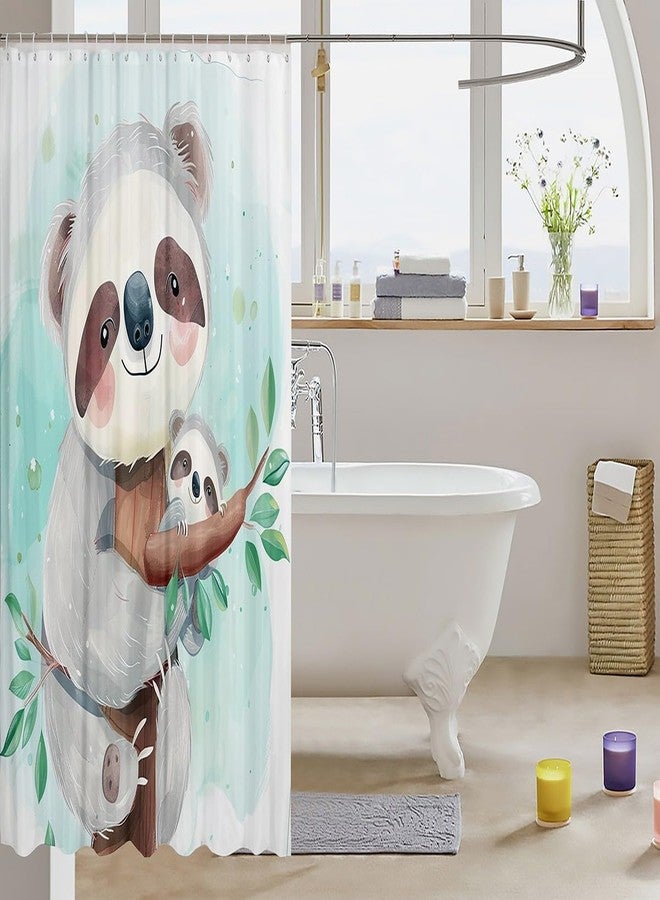 Feelyou Cute Koala Bath Curtain Kids Cartoon Koala Shower Curtain Koala Family Botanical Decor Bathroom Shower Curtain Set Polyester Nature Theme Kids Bathroom Accessories 72"x72" - Image 3