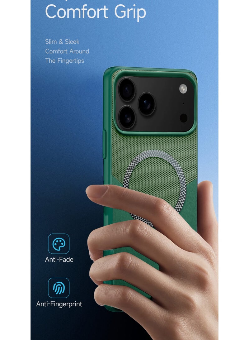 دبليو تيك غطاء هاتف آيفون 17 برو ماكس 5G لعام 2025 جلد فاخر مصمم بحماية متينة مع مغناطيس ماغسيف (MCMPMN) - زيتوني/أخضر داكن - Image 2