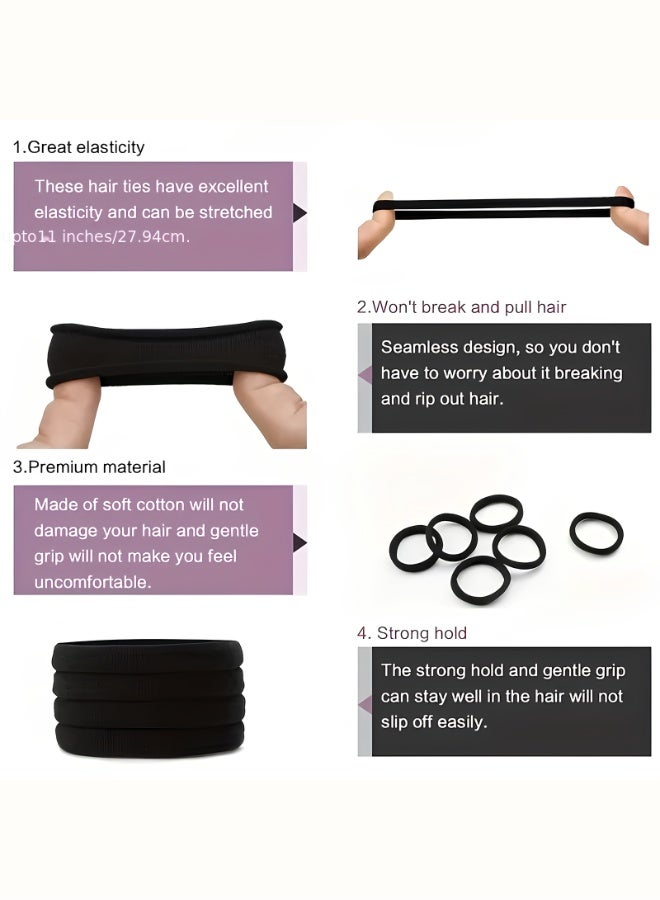 aeen 200pcs Black Hair Ties for Women and Girls, High Elasticity Durable Hair Bands, Soft Towel Hair Elastics for Ponytails, Updos, Braiding, Sports and Daily Use - Image 4