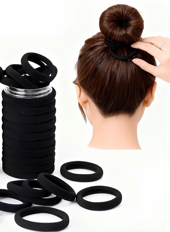 aeen 200pcs Black Hair Ties for Women and Girls, High Elasticity Durable Hair Bands, Soft Towel Hair Elastics for Ponytails, Updos, Braiding, Sports and Daily Use - Image 3